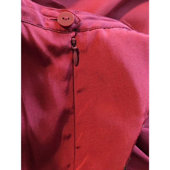 Silkland Red Silk/Cotton Lined Pants Embroidered Tropical Print Boho sz 10Petite - Picture 8 of 9